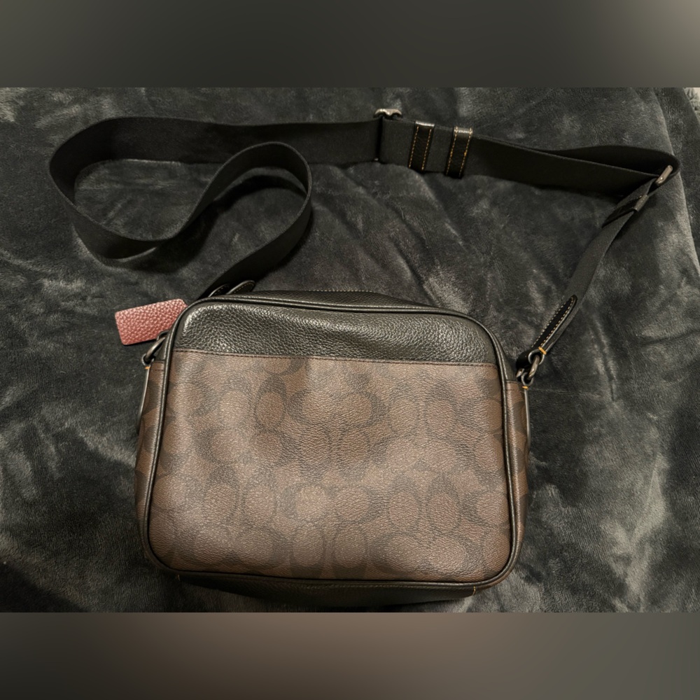 Coach Black and Brown Leather Messenger Bag - Picture 2 of 4